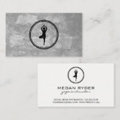 Yoga Pose Logo Grau Textur Visitenkarte (Vorne/Hinten)