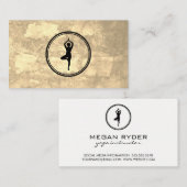 Yoga-Pose-Logo Sepia Texture Visitenkarte (Vorne/Hinten)