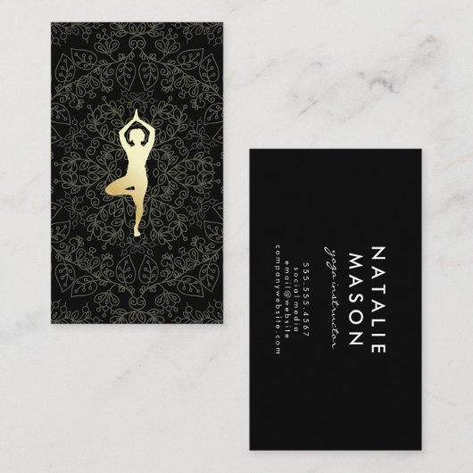 Yoga Pose Mandala Pattern Visitenkarte (Vorne/Hinten)