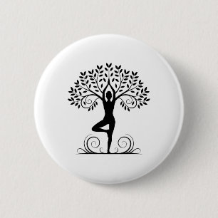 Yoga-Pose-Meditation Namaste Buddhismus Baum _2 Button