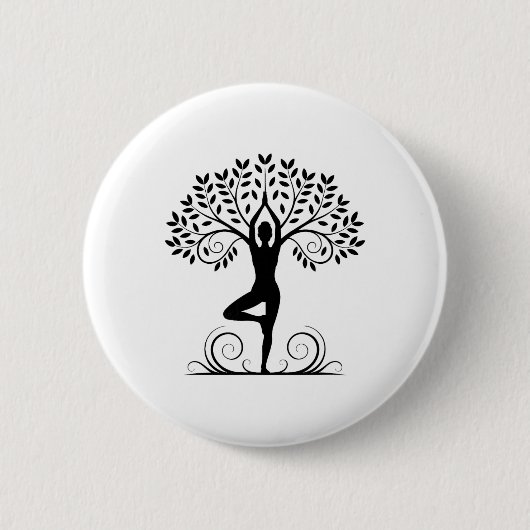 Yoga-Pose-Meditation Namaste Buddhismus Baum _2 Button (Vorderseite)