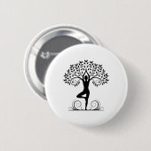 Yoga-Pose-Meditation Namaste Buddhismus Baum _2 Button (Vorne & Hinten)