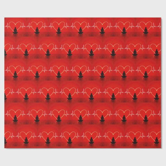 Yoga-Pose mit Herz Geschenkpapier (Flach)