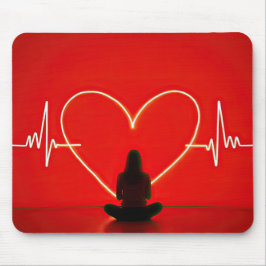 Yoga-Pose mit Herzschlagleinen Mousepad