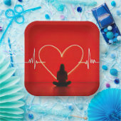 Yoga-Pose mit Herzschlagleinen Pappteller (Party)