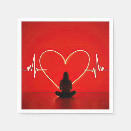 Yoga-Pose mit Herzschlagleinen Serviette (Vorderseite)