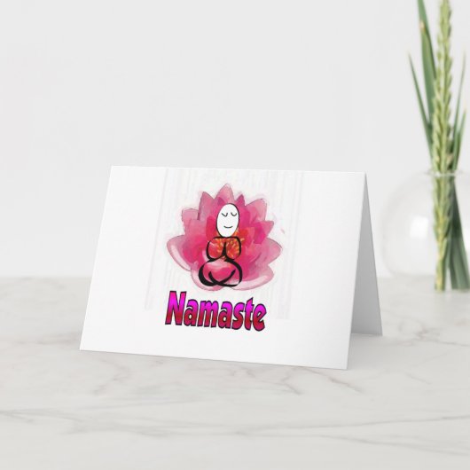 Yoga-Pose mit Lotos-Blume "Namaste " Karte (Vorderseite)