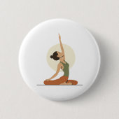 Yoga Pose Monoline Earthy Tones Button (Vorderseite)