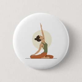 Yoga Pose Monoline Earthy Tones Button