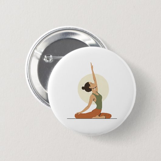 Yoga Pose Monoline Earthy Tones Button (Vorne & Hinten)