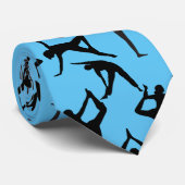 Yoga-Pose Muster 01.w L Blue BG Krawatte (Gerollt)