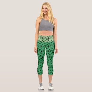 Yoga-Pose Muster 01.wx4.Green GB Capri Leggings