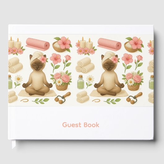 Yoga-Pose Namaste für siamesische Katzen-Liebhaber Gästebuch (Vorderseite)