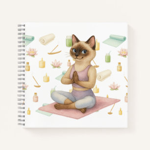 Yoga-Pose Namaste für siamesische Katzen-Liebhaber Notizblock
