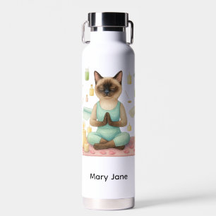 Yoga-Pose Namaste für siamesische Katzen-Liebhaber Trinkflasche