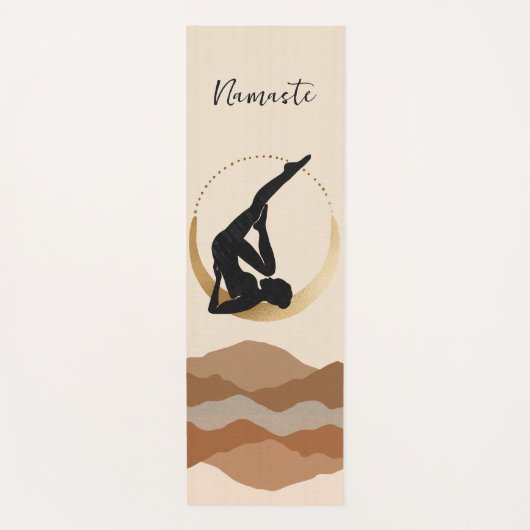 Yoga Pose Namaste Silhouette Goldmond Yogamatte (Vorderseite)