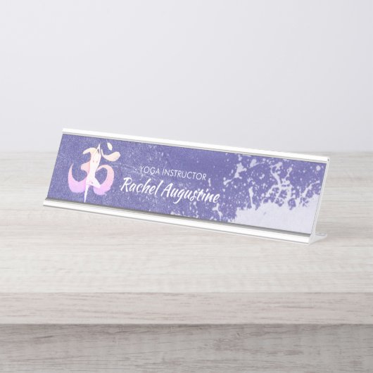 Yoga Pose Om Sign Schreibtischnamensplakette (Vorderseite )