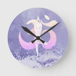 Yoga Pose Om Sign Very Peri Runde Wanduhr