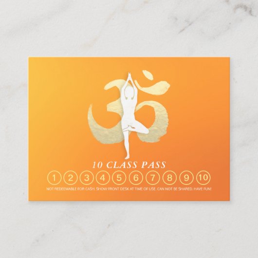 YOGA Pose OM Symbol Class Pass Treue Ernennung Terminkarte (Vorderseite)
