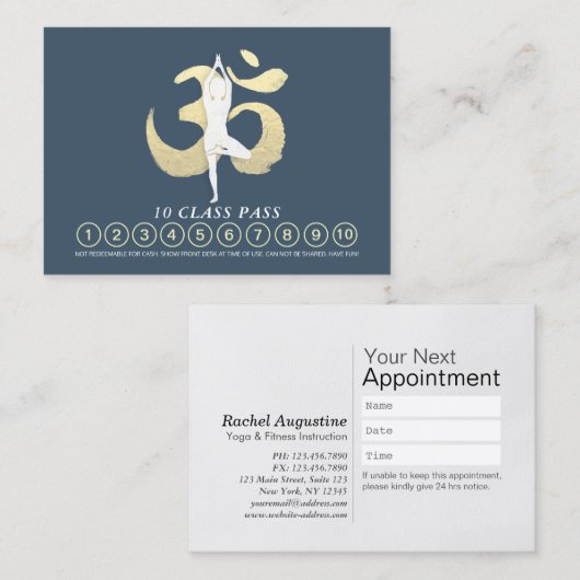 YOGA Pose OM Symbol Class Pass Treue Ernennung Terminkarte (Vorne/Hinten)