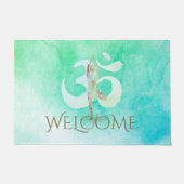 Yoga Pose Om Symbol Willkommen Fußmatte (Vorderseite)