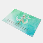 Yoga Pose Om Symbol Willkommen Fußmatte (Schrägansicht)