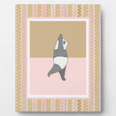 Yoga Pose Panda Pink Zig Zag Hintergrund Fotoplatte (Vorderseite)