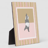 Yoga Pose Panda Pink Zig Zag Hintergrund Fotoplatte (Seite)