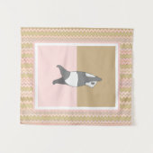 Yoga Pose Panda Pink Zig Zag Hintergrund Wandteppich (Vorderseite (Horizontal))