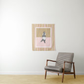 Yoga Pose Panda Pink Zig Zag Hintergrund Wandteppich (Beispiel)