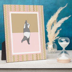 Yoga-Pose-Panda Rosa Zick-Zack-Hintergrund Fotoplatte
