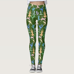 Yoga Pose Pastel Muster 01.bx4 D Green BG Leggings