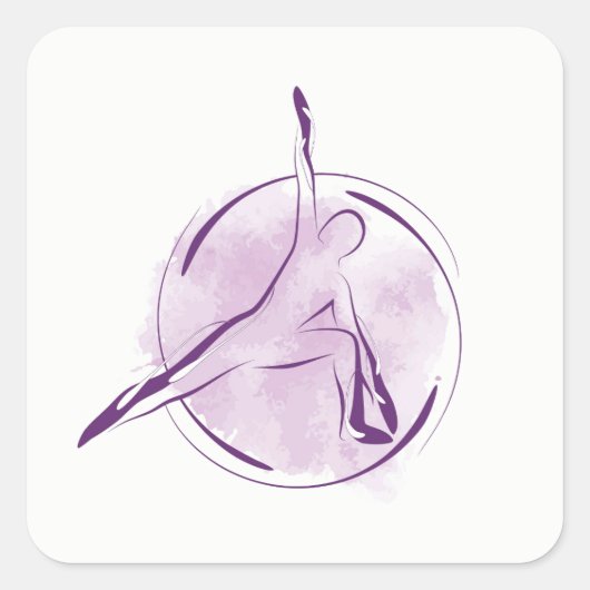 Yoga-Pose Quadratischer Aufkleber (Vorderseite)