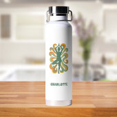 Yoga pose retro swirls name trinkflasche