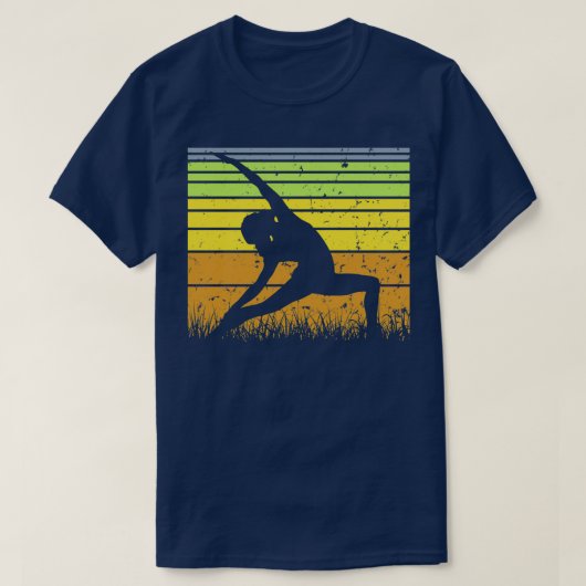 Yoga Pose Retro Vintag Sunset 22 T-Shirt (Design vorne)