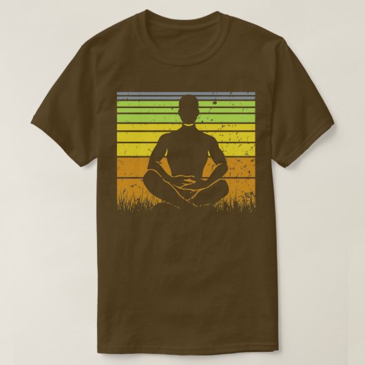 Yoga Pose Retro Vintag Sunset 9 T-Shirt (Design vorne)