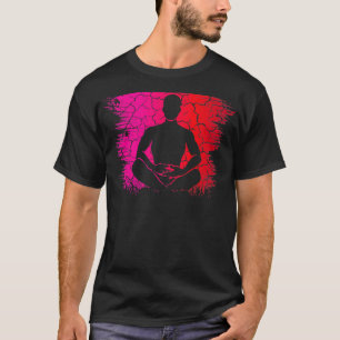 Yoga Pose Retro Vintager Sonnenuntergang 11 T-Shirt