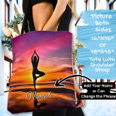 Yoga-Pose Rosa orangefarbener Sonnenuntergang Name Tasche