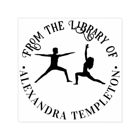 Yoga Pose Round Library Name Permastempel (Design)