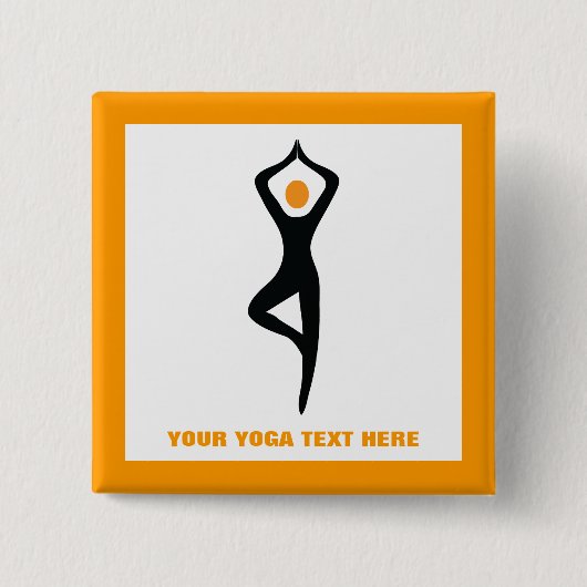 Yoga Pose schwarz, orange Button (Vorderseite)