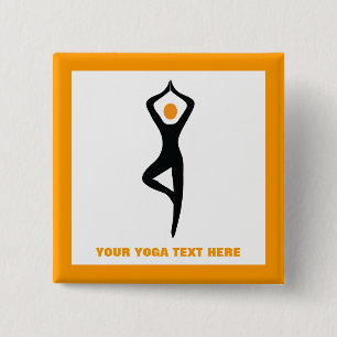 Yoga Pose schwarz, orange Button