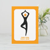 Yoga Pose schwarz, orange Einladung (Stehend Vorderseite)