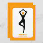 Yoga Pose schwarz, orange Einladung (Vorne/Hinten)