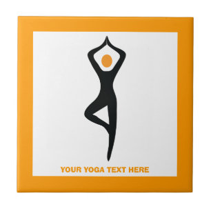 Yoga Pose schwarz, orange Fliese