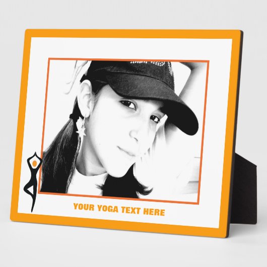 Yoga Pose schwarz, orange Fotoplatte (Seite)