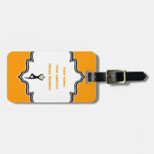 Yoga Pose schwarz, orange Gepäckanhänger (Vorderseite horizontal)