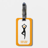 Yoga Pose schwarz, orange Gepäckanhänger (Rückseite vertikal)