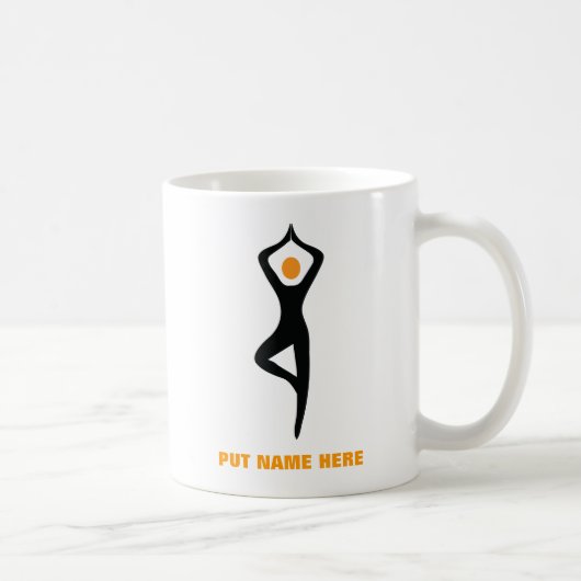 Yoga Pose schwarz, orange Kaffeetasse (Rechts)