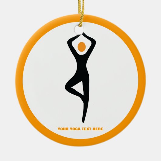 Yoga Pose schwarz, orange Keramikornament (Vorne)