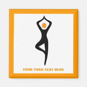 Yoga Pose schwarz, orange Magnet